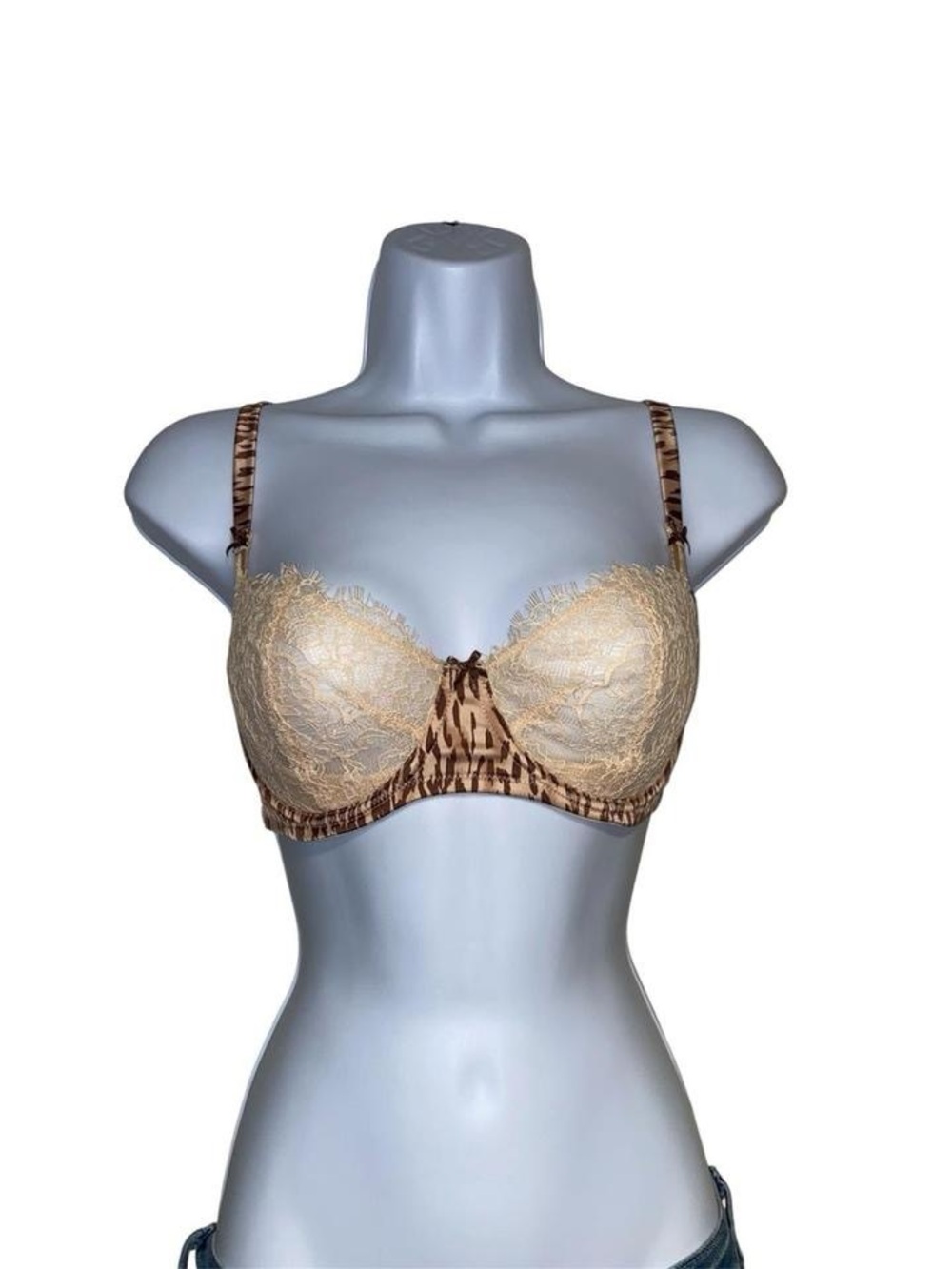 Victoria’s Secret “dream angels push up without padding” leopard print lace bra